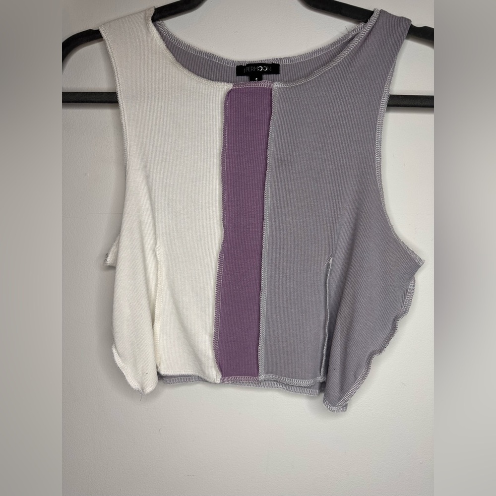 Papermoon Color-block ribbed crop tank top - Picture 2 of 10